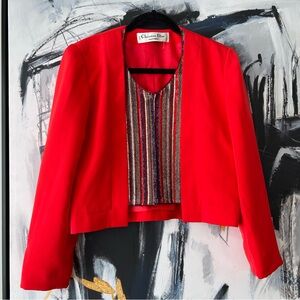 Vintage Christian Dior By Marc Bohan Embellished Jacket 100% Silk